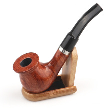 Cross-border hot-selling flat-handle pot shaped wooden handmade smoking pipe